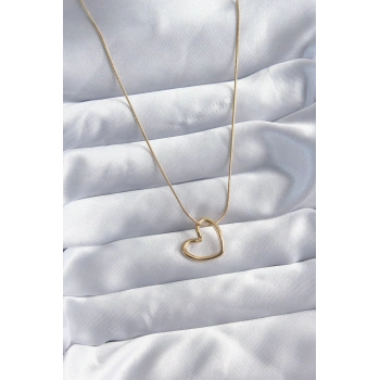 HEYF 316L Çelik Zincir Gold Renk Kalp Model Kadın Kolye