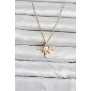HEYF 316L Çelik Zincir Gold Renk Kutup Yıldızı Model Kadın Kolye