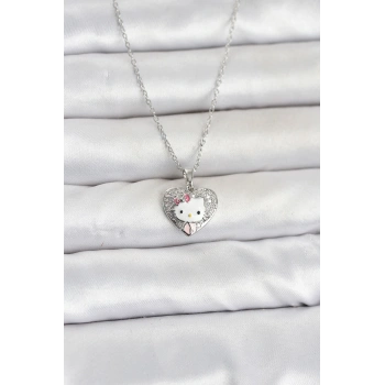 HEYF 316L Çelik Zincir Gümüş Renk Kitty Model Kolye