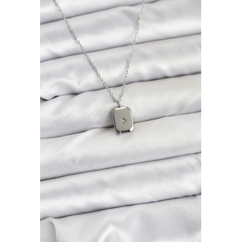 HEYF 316L Çelik Zincir Gümüş Renk Minimal Kutup Yıldızı Model Kadın Kolye