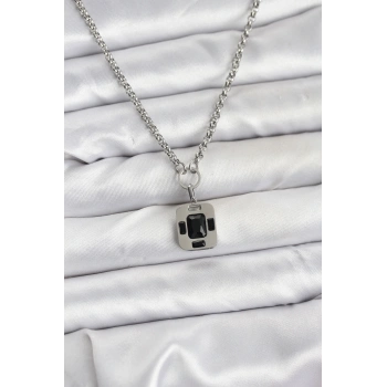 HEYF 316L Çelik Zincir Gümüş Renk Vintage Model Kadın Kolye