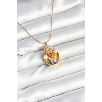 HEYF 316L Çelik Zincir Kelebek Model Sanatsal Portre Kadın Kolye