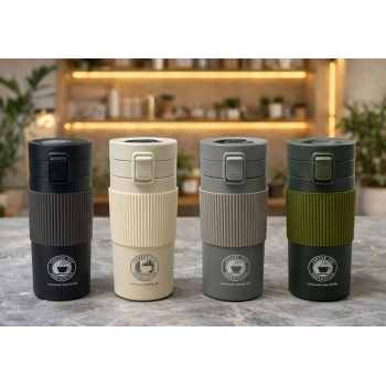 HEYF 350 Ml Paslanmaz Çelik Termos Dereceli Mug - Sızdırmaz Kapaklı Çift Katmanlı Dereceli Termos  Alk4626