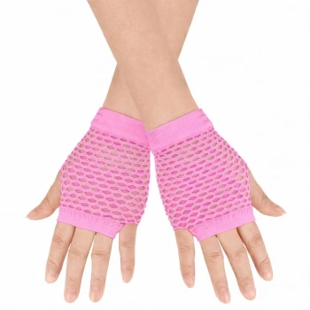 HEYF 80’ler 90’lar Retro Neon Pembe File Parmaksız Kısa Eldiven 11 Cm