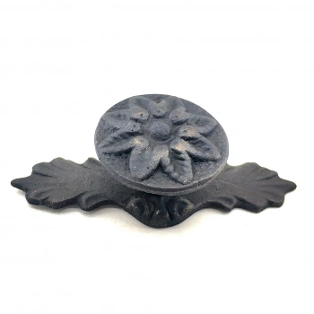 HEYF Antika Tarz Dekoratif Pirinç Çiçek Düğme - 29x70 Mm, Oksit