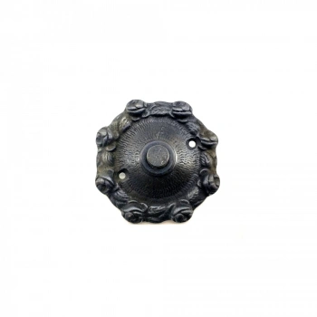 HEYF Antika Tarz Dekoratif Pirinç Güllü Kapı Zili - 75mm, Oksit