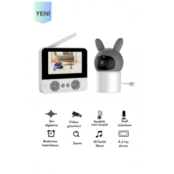 HEYF Bebek Kamerası Kumandalı Monitörlü Karşılıklı Konuşma Özellikli , Hatırlatıcılı Ip Bebek Kamerası