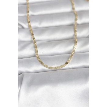 HEYF CM 14K Gold Renk Çizgi Lazer Model 60 cm Kadın Kolye