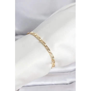 HEYF CM 14K Gold Renk Geometrik Model Kadın Bileklik