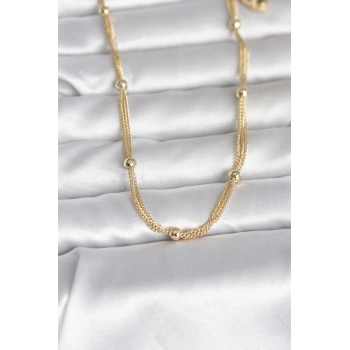 HEYF CM 14K Gold Renk Topçuk Model 60 cm Kadın Kolye