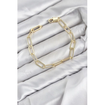 HEYF CM Ataş Zincir Model Gold Renk Pirinç Kadın Bileklik