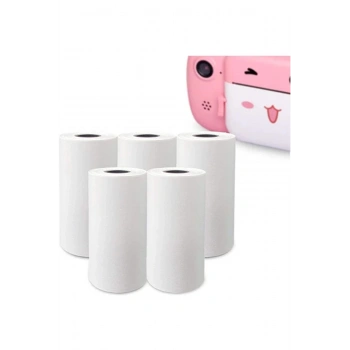 HEYF Çocuk Kamera Baskı Kağıdı, 5’li Rulo 57x25mm Çekirdekli Fotoğraf Baskı Termal Kağıt Rulo
