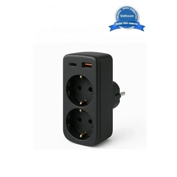 HEYF Çoklu Priz Yüksek Gerilim Korumalı 2’li Priz 1xusb 1xtype-c Çıkışlı Grup Priz Çoğaltıcı