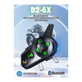 HEYF D2-6x 1000m Mesafeli 6 Kanallı İntercom Bluetooth Motosiklet Kask Kulaklığı İntercom Kulaklık