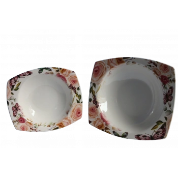 heyf Dijital Baskılı 2li Derin Kare Salata Kasesi 29cm 24cm