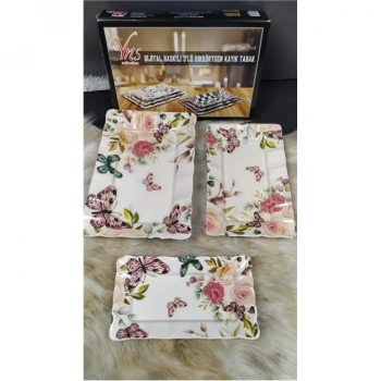 heyf Dijital Baskılı 3lü Dikdörtgen Kayık Tabak