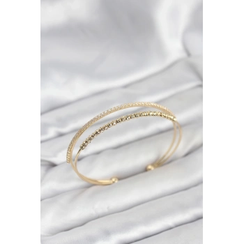 HEYF Dorika Model Pirinç Gold Renk Kadın Bileklik