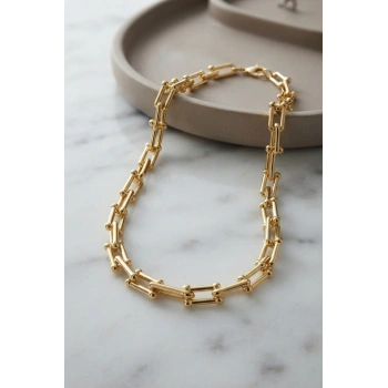 HEYF Gold Renk Pirinç Tifani Model Kadın Kolye