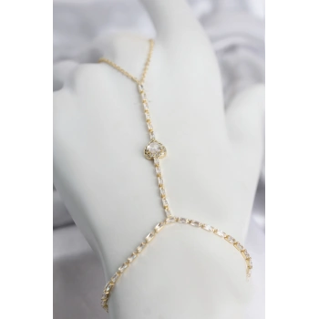 HEYF Gold Renk Pirinç Zirkon Taşlı Kalp Model Şahmeran