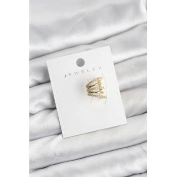 HEYF Gold Renk Pirinç Zirkon Taşlı Kıkırdak Earcuff Küpe
