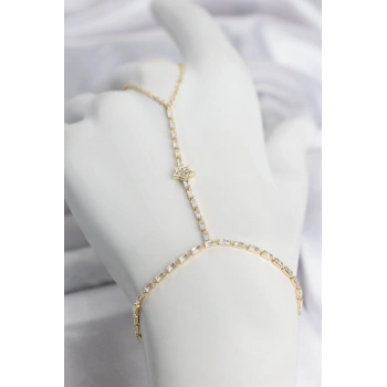 HEYF Gold Renk Pirinç Zirkon Taşlı Yıldız Model Şahmeran