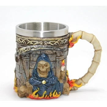 HEYF Grim Reaper Azrail Kabartmalı 3d Tasarım Çelik Kupa Bardak Alk4368