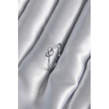 HEYF Gümüş Renk Düğüm Kalp Model Kadın Yüzük