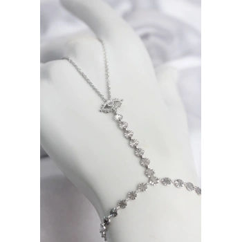 HEYF Gümüş Renk Pirinç Zirkon Taşlı Göz Model Şahmeran