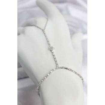 HEYF Gümüş Renk Pirinç Zirkon Taşlı Yıldız Model Şahmeran