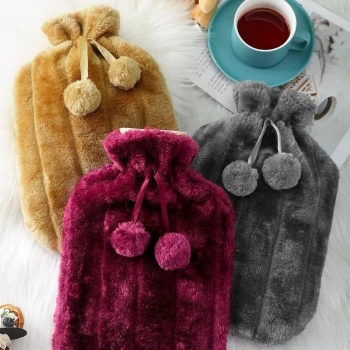 heyf HEYF® 2 Litre Ponponlu Peluş Sıcak Su Torbası 1.Sınıf Kauçuk Malzeme