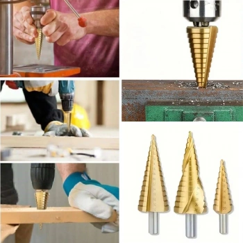 heyf HEYF® 3 Parça Kademeli Matkap Ucu Paslanmaz Uç Alüminyum Sac Demir Delme Seti