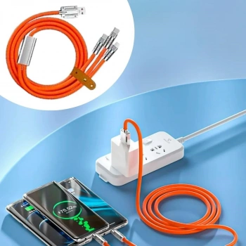 heyf HEYF®  3 Şarj Aleti 1 Arada Çinko Alaşım Hızlı Şarj Kablosu Turuncu