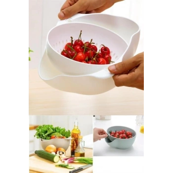 heyf HEYF® Çok Amaçlı 360 Derece Dönebilir Pratik Hazneli Mutfak Süzgeç Elek