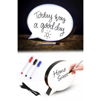 heyf HEYF® Kalemle Yazılabilen Konuşma Balonu Görünümlü Işıklı Mesaj Panosu