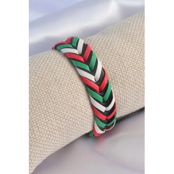 HEYF Karışık Renk İpli Deri Erkek Bileklik