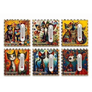 HEYF Kedi Tasarımı İstanbul Temalı Buzdolapı Süsü Magnet Alk5406