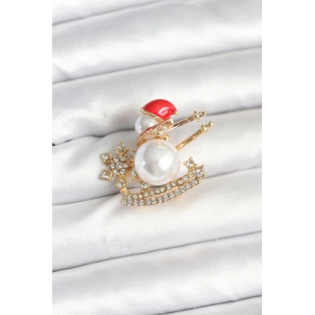 HEYF Kızaklı Kardan Adam Model Yılbaşı Temalı Broş