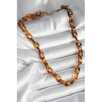 HEYF Leopar Desenli Mika Zincir Kadın Kolye