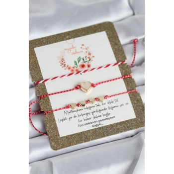 HEYF Marteniçka Bileklik 3lü Beyaz Mineli Kalp Model