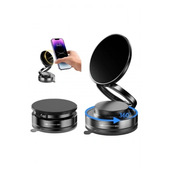 HEYF Metalik Magsafe Telefon Tutucu Tüm Yüzeylerle Uyumlu Vakumlu 360 Dönen Oynar Başlık