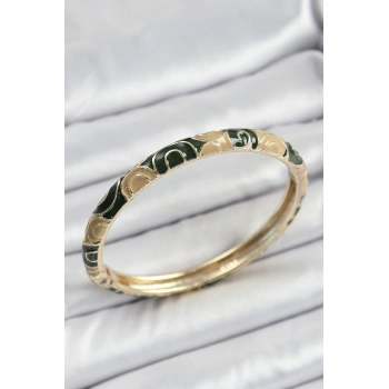 HEYF Mineli Pirinç Siyah ve Kahverengi Motifli Kadın Kelepçe