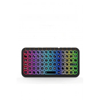 HEYF Mini Klavye Smarttv Işıklı Bluetooth Kablosuz Televizyon Ps3 Dizüstü Tabletler Ve Telefonlar İçin