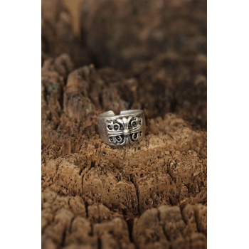 HEYF Motifli Ayarlanabilir Erkek Yüzük