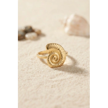HEYF Nautilus Tasarım Gold Renk Kadın Yüzük