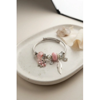 HEYF Pembe Kelebek Charmlı Bileklik