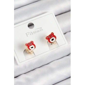 HEYF Pirinç Ayıcık Model Gold Renk Çocuk Küpe