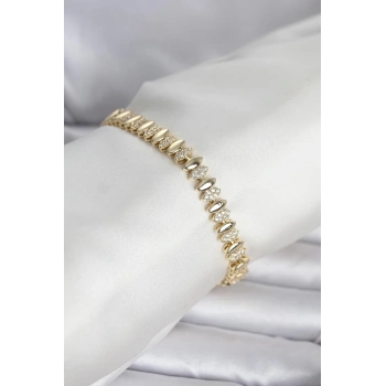 HEYF Pirinç Gold Renk Arpa Model Kadın Bileklik