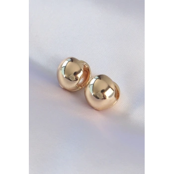 HEYF Pirinç Gold Renk İçi Boş Minimal Topçuk Küpe