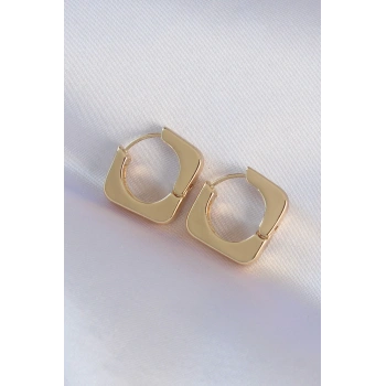 HEYF Pirinç Gold Renk Kare Küpe
