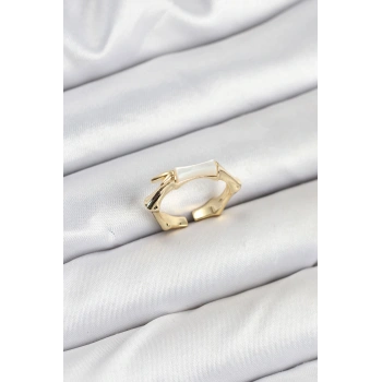 HEYF Pirinç Gold Renk Kemik Model Kadın Yüzük